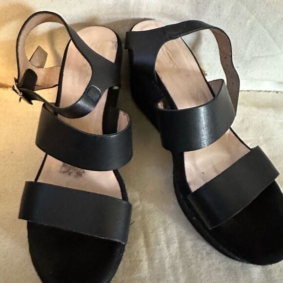 Dione luxury black leather espadrilles size 39 EUC - Picture 2 of 8